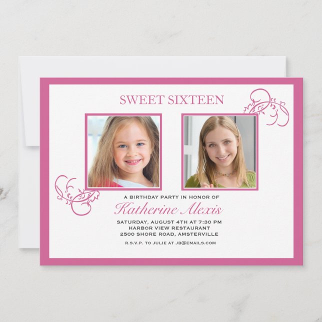 Invitation photo rose pinkest (Devant)