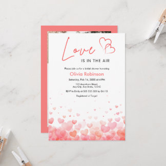 Invitation Photo Rose & Rouge L'amour est dans l'Air Enterrem
