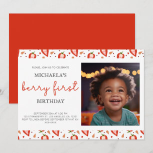 Invitation Photo Rouge blanc mignon Berry Premier anniversair