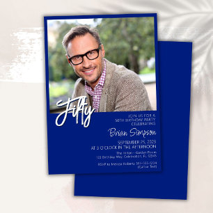Invitation Photo Royal Blue 50e Anniversaire 