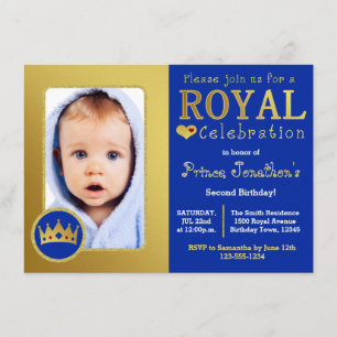 Invitation Photo royale de fête d'anniversaire de prince de