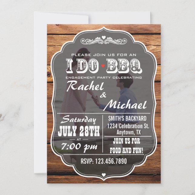 Invitation photo Rustic I Do BBQ (Devant)