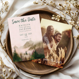 Invitation Photo Rustic Watercolor Wedding Enregistrer La Dat