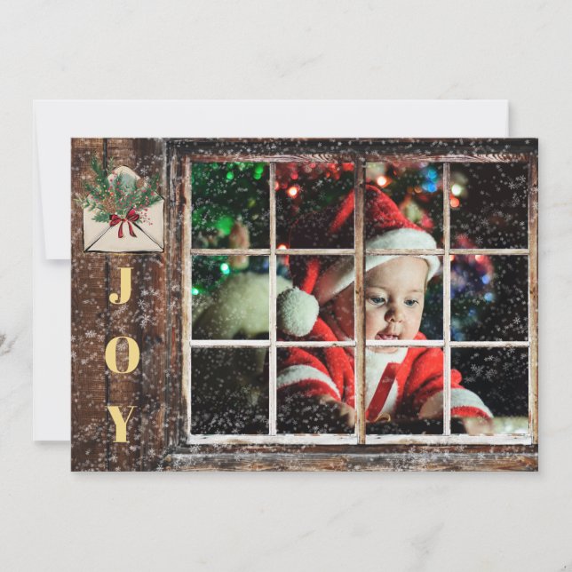 Invitation *~* Photo rustique AP20 Fête de Noël de la fenêtre (Devant)