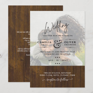 Invitation PHOTO rustique OVERLAY Wedding INVITE QR Code RSVP