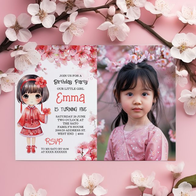 Invitation Photo Sakura Cerry Blossom Anniversaire (Créateur téléchargé)