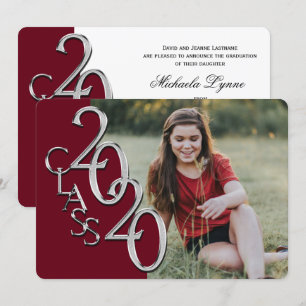 Invitation photo Silver Burgundy 2020