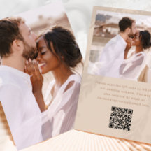 Photo simple avec Rsvp QR Code Mariage neutre