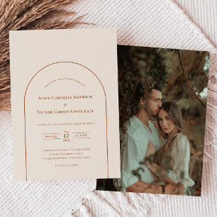Invitation Photo simple Mariage en ivoire Boho Arch
