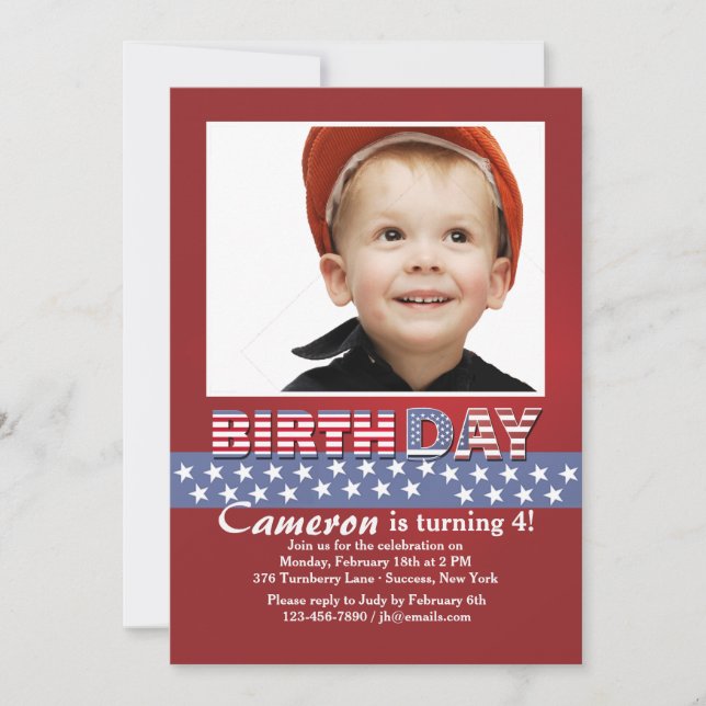 Invitation photo Stars and Stripes (Devant)
