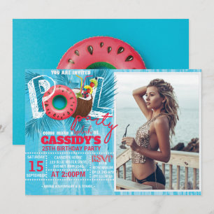 Invitation Photo Summer Pool Party Anniversaire