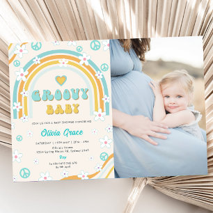 Invitation Photo super Baby Rainbow Baby shower Party