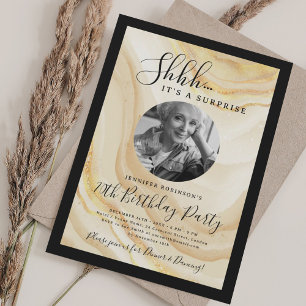 Invitation Photo SURPRISE 70e anniversaire Marbre Or