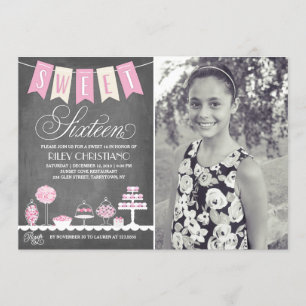 Invitation Photo sweet sixteen   Anniversaire