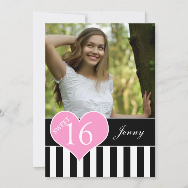 INVITATION PHOTO SWEET SIXTEEN DE FILLE (Devant)