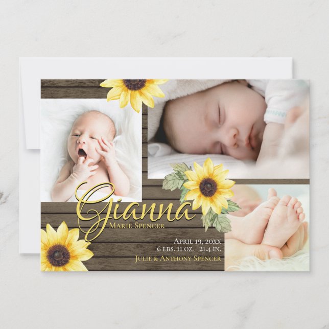 Invitation photo Tournesol et Grange Wood (Devant)