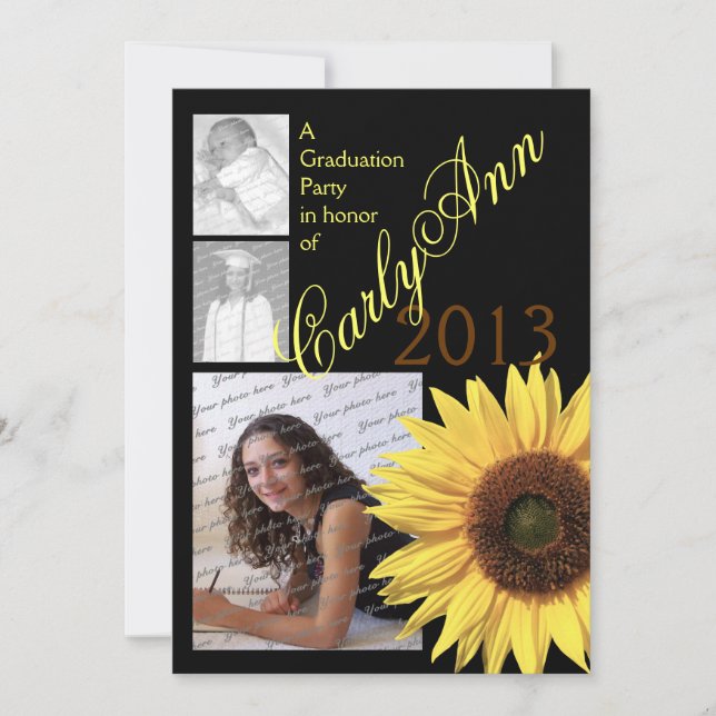 Invitation Photo Tournesol Tri (Devant)