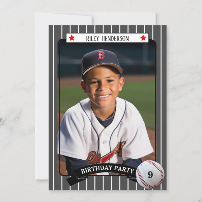 Invitation Photo Trading Card Baseball Anniversaire (Devant)