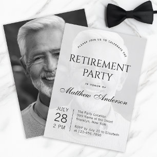 Invitation Photo transparente de la partie de retraite noir e