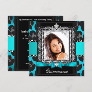Invitation Photo turquoise Blue Quinceanera 15ème Parti