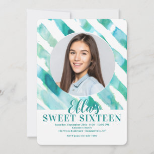 Invitation photo Turquoise Ribbons