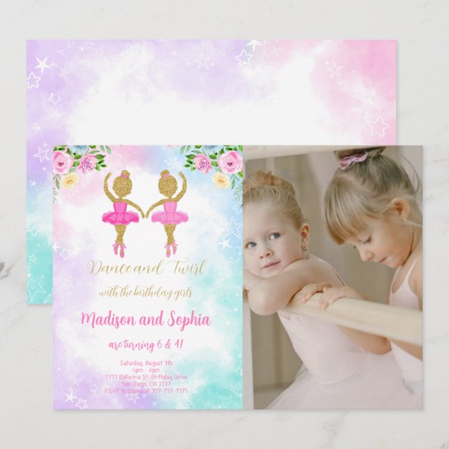 Invitation photo Twin Ballerina (Devant / Derrière)