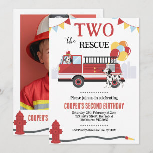 Invitation Photo Two The Secourt Fire Engine 2e anniversaire