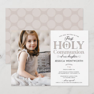 Invitation Photo typographique Première Fille de la Communion