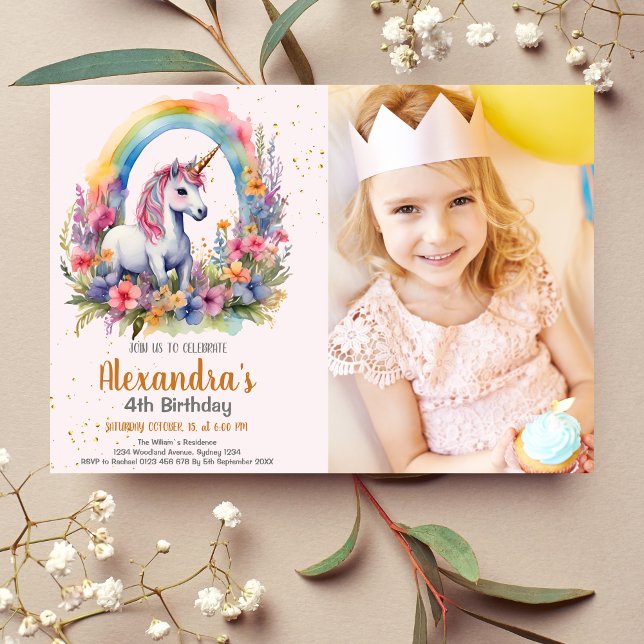 Invitation Photo Unicorn fête d'anniversaire (Créateur téléchargé)