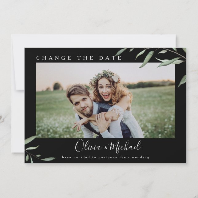 Invitation Photo verte minime changer la date Postponed (Devant)