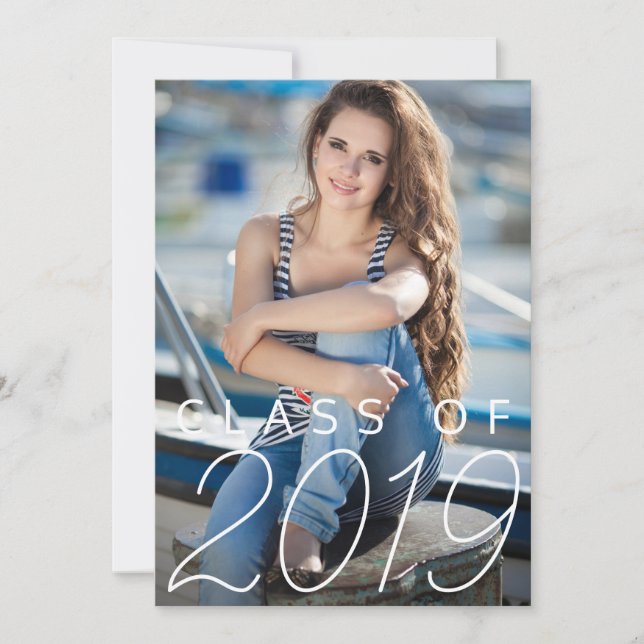 Invitation Photo verticale de la soirée de graduation en bleu (Devant)