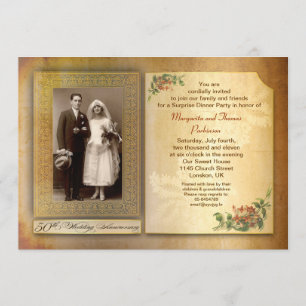 Invitation photo vintage 50 ans de mariage