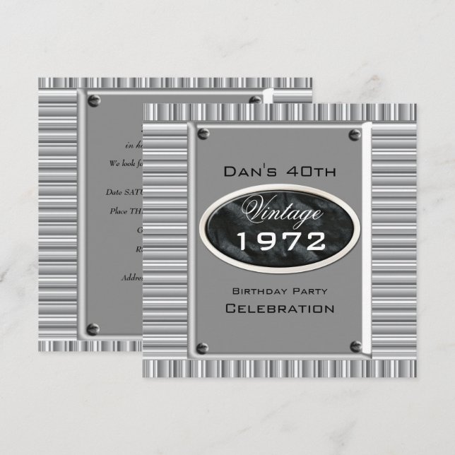 Invitation Photo vintage de la 40ème Soeur Regarder l'image A (Devant / Derrière)