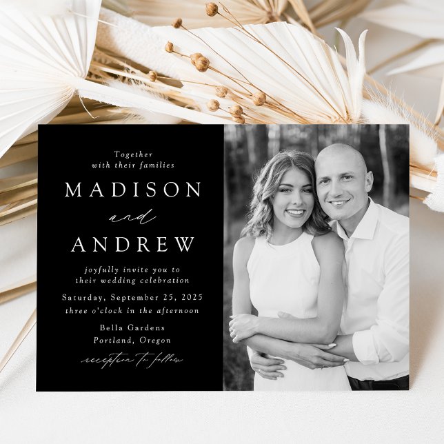 Invitation Photo Wedding moderne de l'Elegant Black and White (Créateur téléchargé)