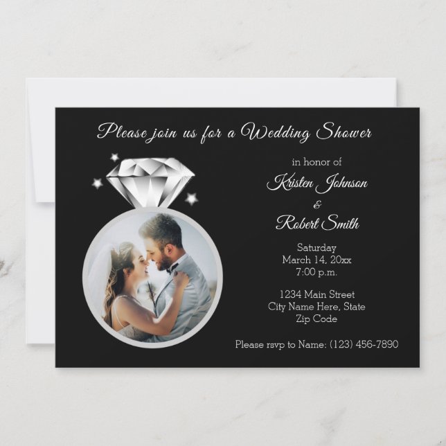 Invitation Photo Wedding shower Diamond Ring  (Devant)