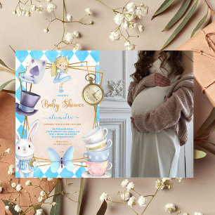 Invitation Photo Whimsical Alice dans le Baby shower Wonderla