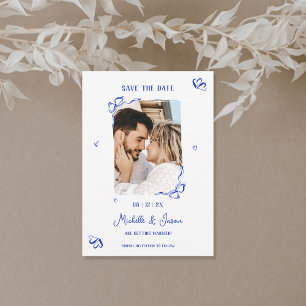 Invitation Photo Whimsical Blue Main unique tirée française B