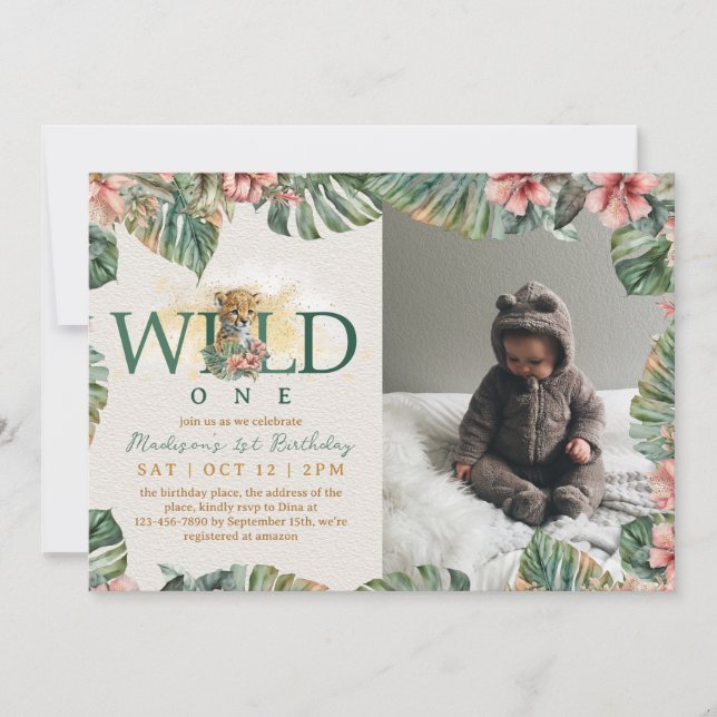 Invitation Photo Wild One Baby Boy Premier anniversaire (Devant)