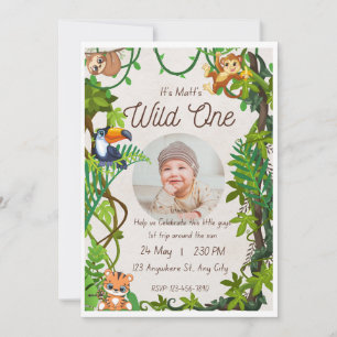 Invitation photo Wild One double face personnalisé