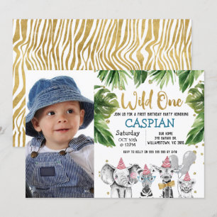 Invitation Photo Wild One Safari 1er anniversaire