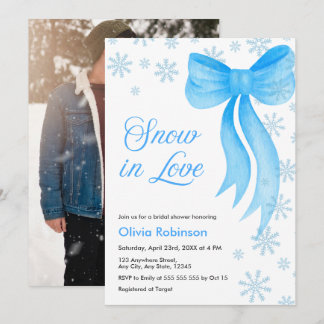 Invitation Photo Winter Snow in Love Snowflakes Bridal Shower