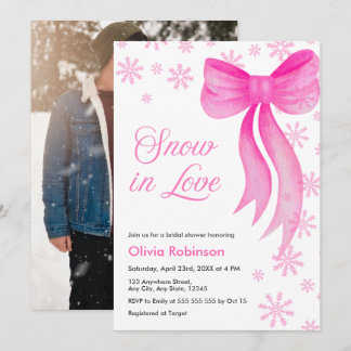 Invitation Photo Winter Snow in Love Snowflakes Bridal Shower