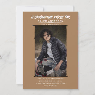 Invitation Photographie Brown minimale Fête de graduation pho