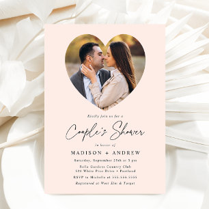 Invitation Photographie de Coeur Bleu moderne Douche de coupl