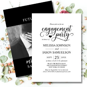 Invitation Photographie de la partie de fiançailles au coeur 