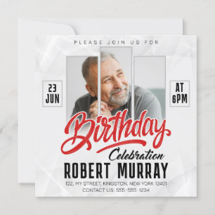 Invitation Photographie de l'homme de la fête d'anniversaire 