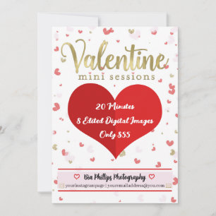 Invitation Photographie de mini-sessions Gold Saint-Valentin