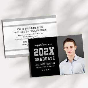 Invitation Photographie du Graduate Black Grey Party 2023