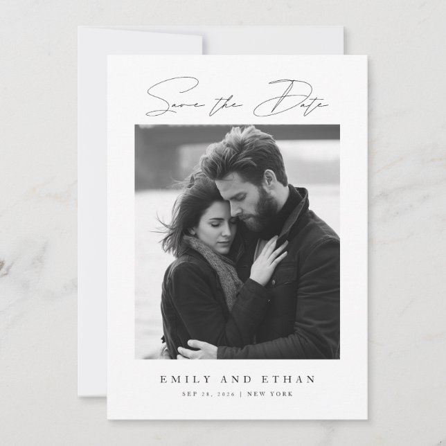 Invitation Photographie du Mariage de code QR noir et blanc E (Devant)