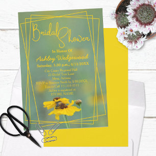 Invitation Photographie Fleur sauvage géométrique Jaune perso